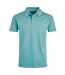 Mens powell organic cotton textured polo shirt mineral blue Weird Fish-1