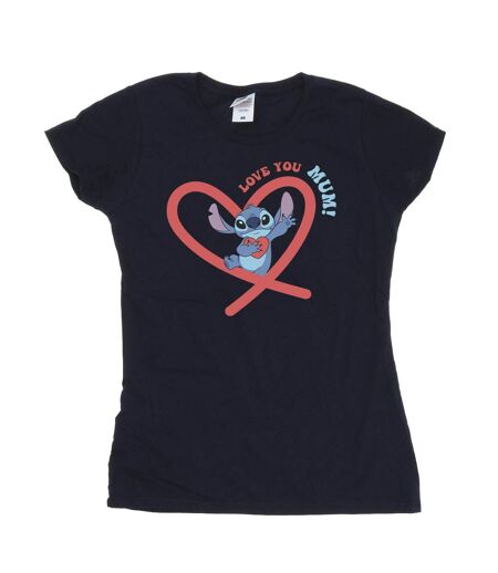 Disney T-shirt en coton Femme/Ladies Lilo & Stitch Love You Mum (Bleu marine) - UTBI25738