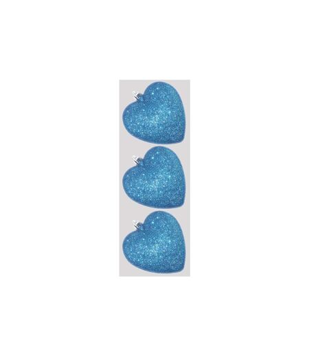 Pack of 3  Glitter hearts bauble  9cm graphite Davies Products