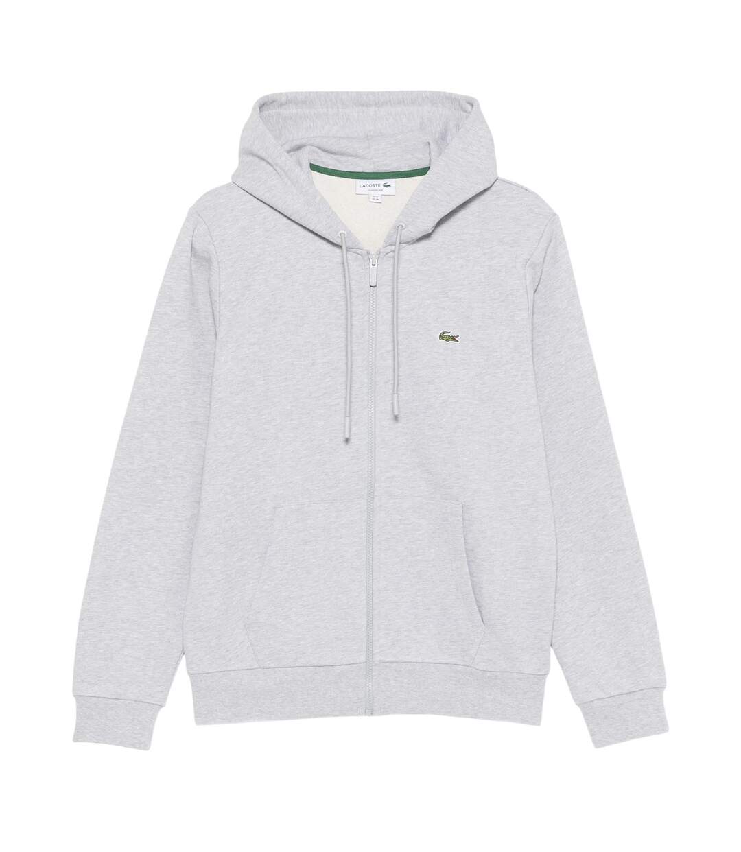 Mens Logo Relaxed Fit Long-sleeved Hoodie Silver Grey Lacoste-2