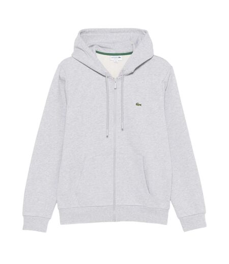 Mens Logo Relaxed Fit Long-sleeved Hoodie Silver Grey Lacoste