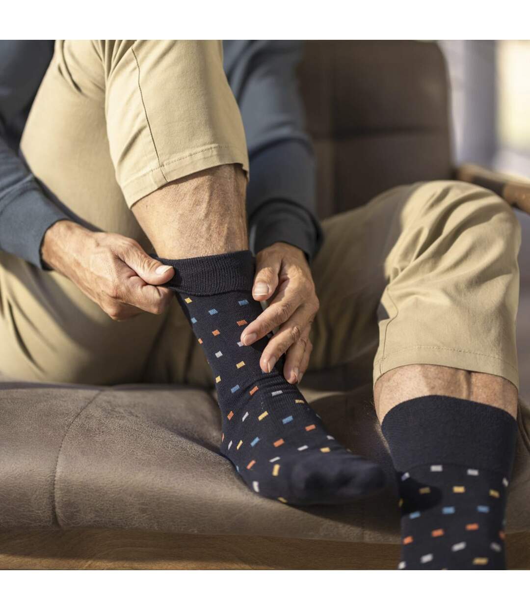 3 Pairs Mens Cotton Rich Everyday Socks Soft Top Flat Seam Comfort Socks-5