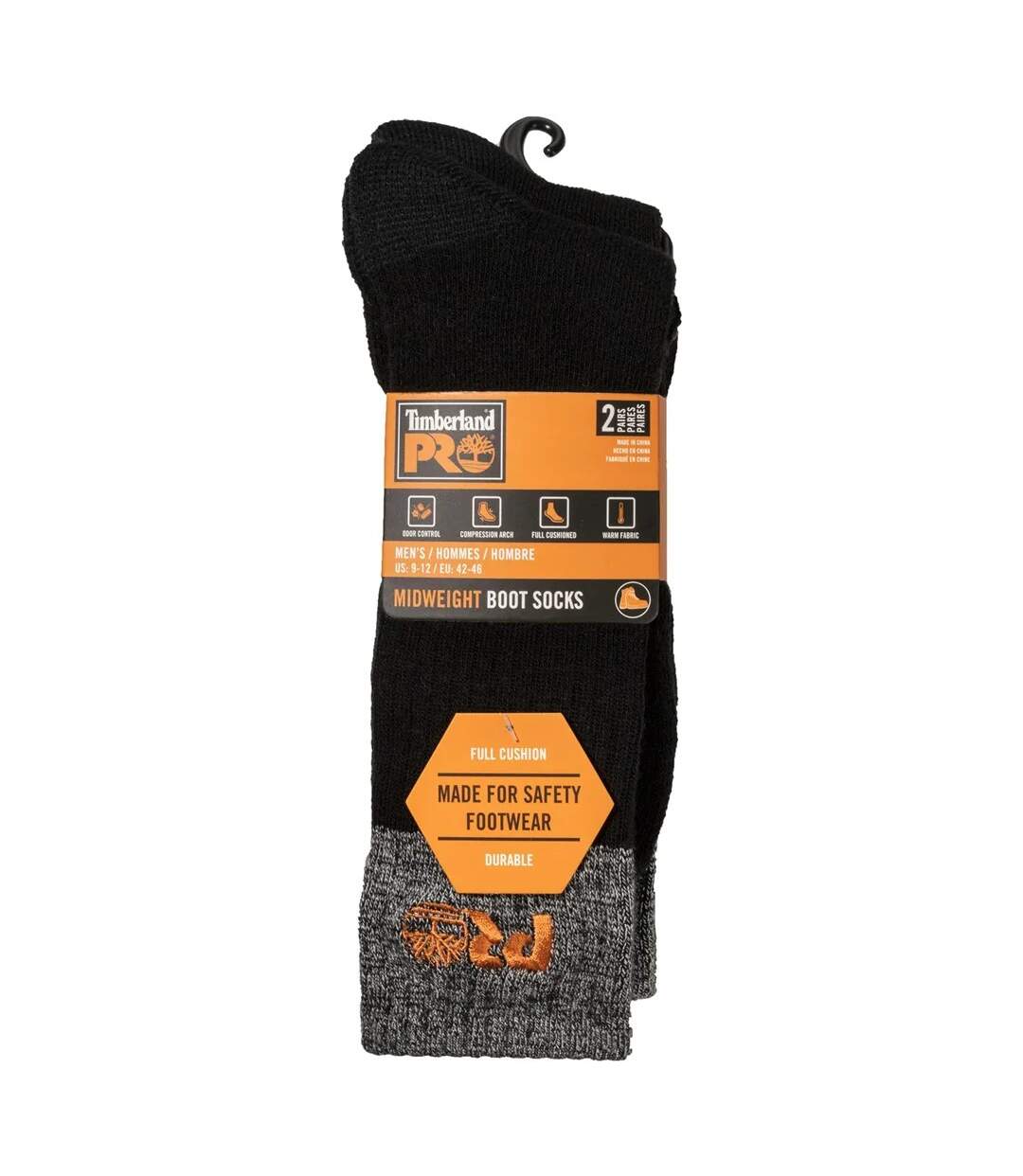 Pack of 2  Mens colour block cushioned boot socks  black Timberland Pro-2