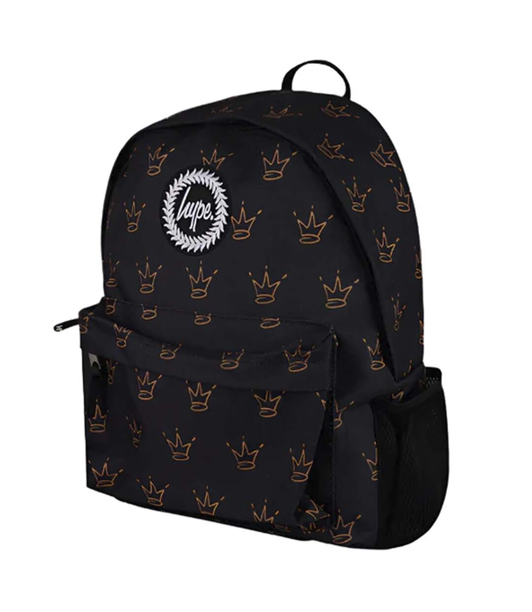 Unisex Black King Crown Pattern Backpack with Padded Straps | School Travel Bag-3