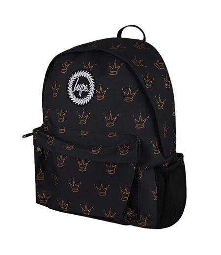 Unisex Black King Crown Pattern Backpack with Padded Straps | School Travel Bag