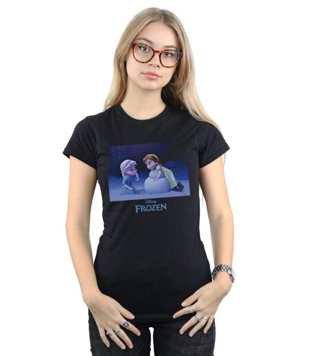 Disney T-shirt en coton Femme/Femme Frozen Build A Snowman (Noir) - UTBI21957