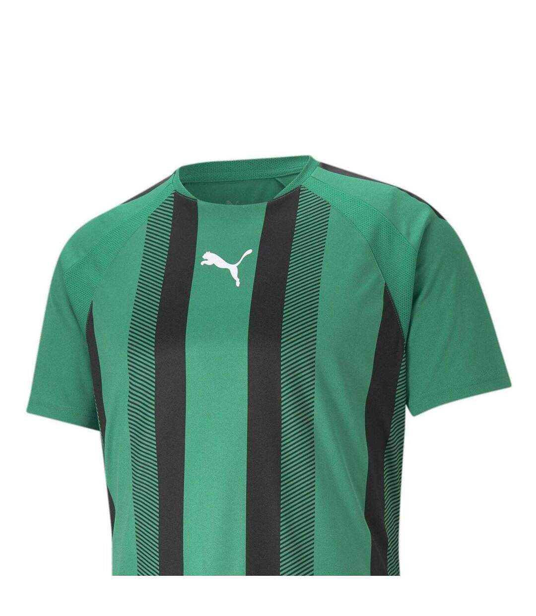 Mens Team Liga Striped T-shirt Green Black White Puma-3