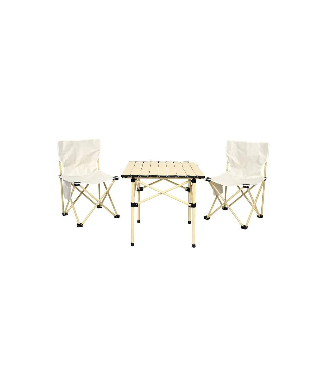 Ensemble Table & Chaise de Camping Athéna 53cm Beige-1
