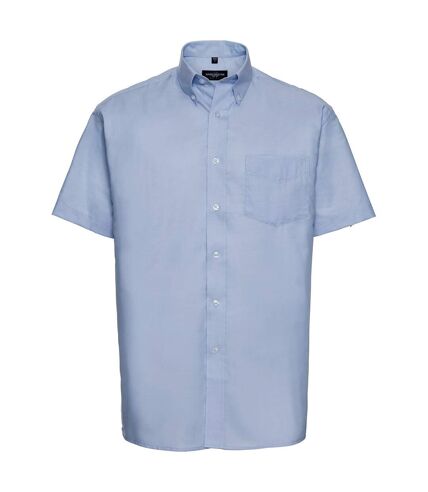 Russell Collection Mens Oxford Easy-Care Short-Sleeved Shirt (Oxford Blue)