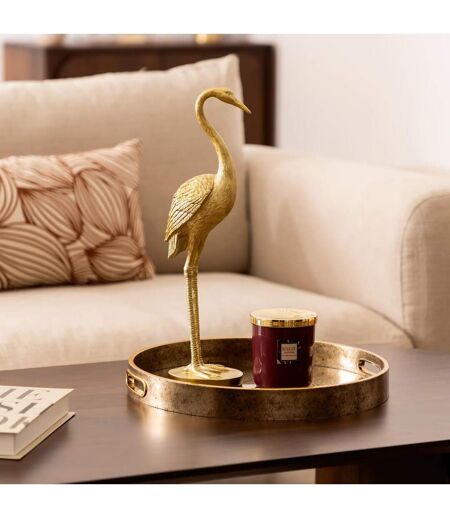 Statuette Déco Héron Automne 41cm Doré