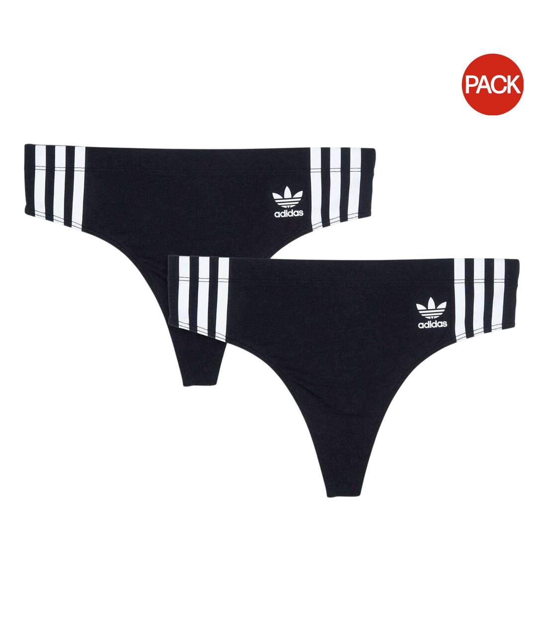 Pack Of 2  Womens/ladies Cotton Comfort Thong  Black Adidas-2