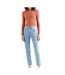 Womens/ladies 501 Leather Patch Cropped Jeans Light Blue Levis-1