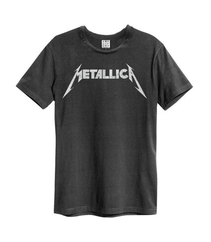 Unisex adult logo metallica t-shirt charcoal Amplified