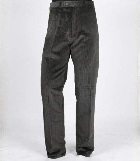 MAYFLOWER D373 — Pantalon velours extensible gris : confort stretch et taille haute