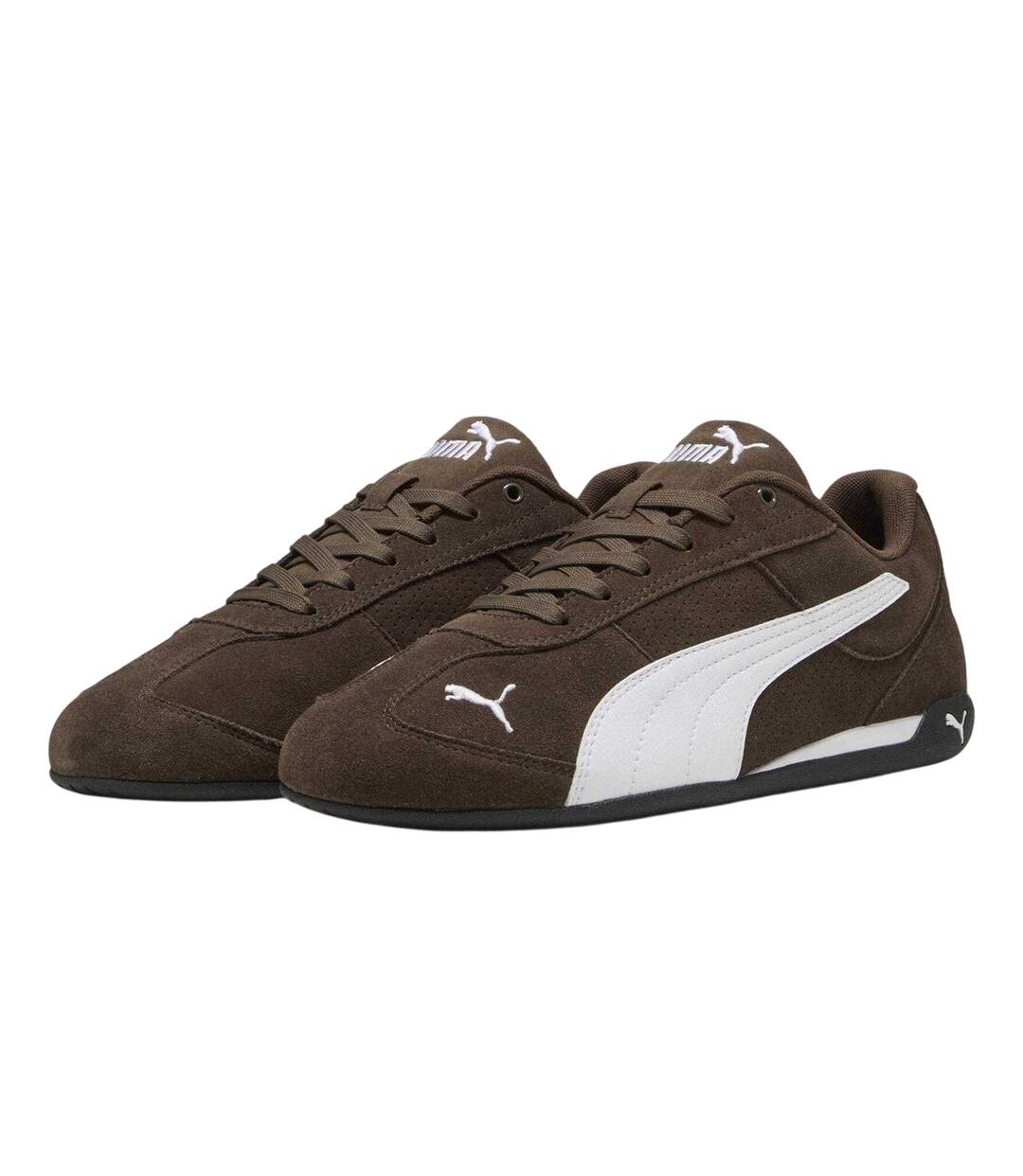 Womens/ladies Replicatch Suede Trainers Brown White Puma-1