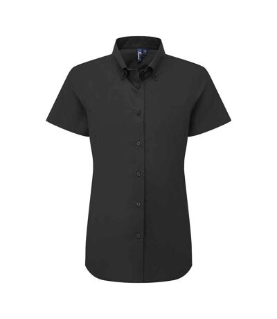 Womens/ladies supreme oxford short-sleeved formal shirt black Premier