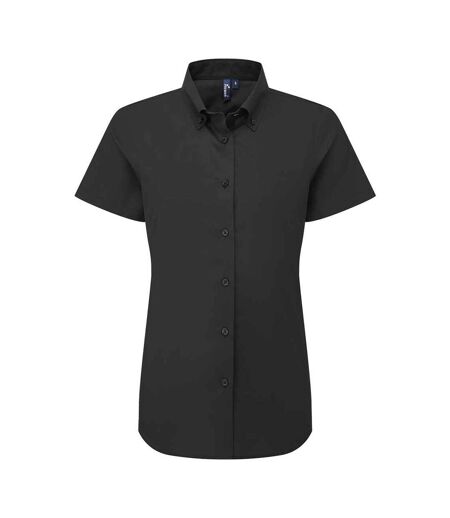 Womens/ladies supreme oxford short-sleeved formal shirt black Premier