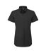 Womens/ladies supreme oxford short-sleeved formal shirt black Premier-1