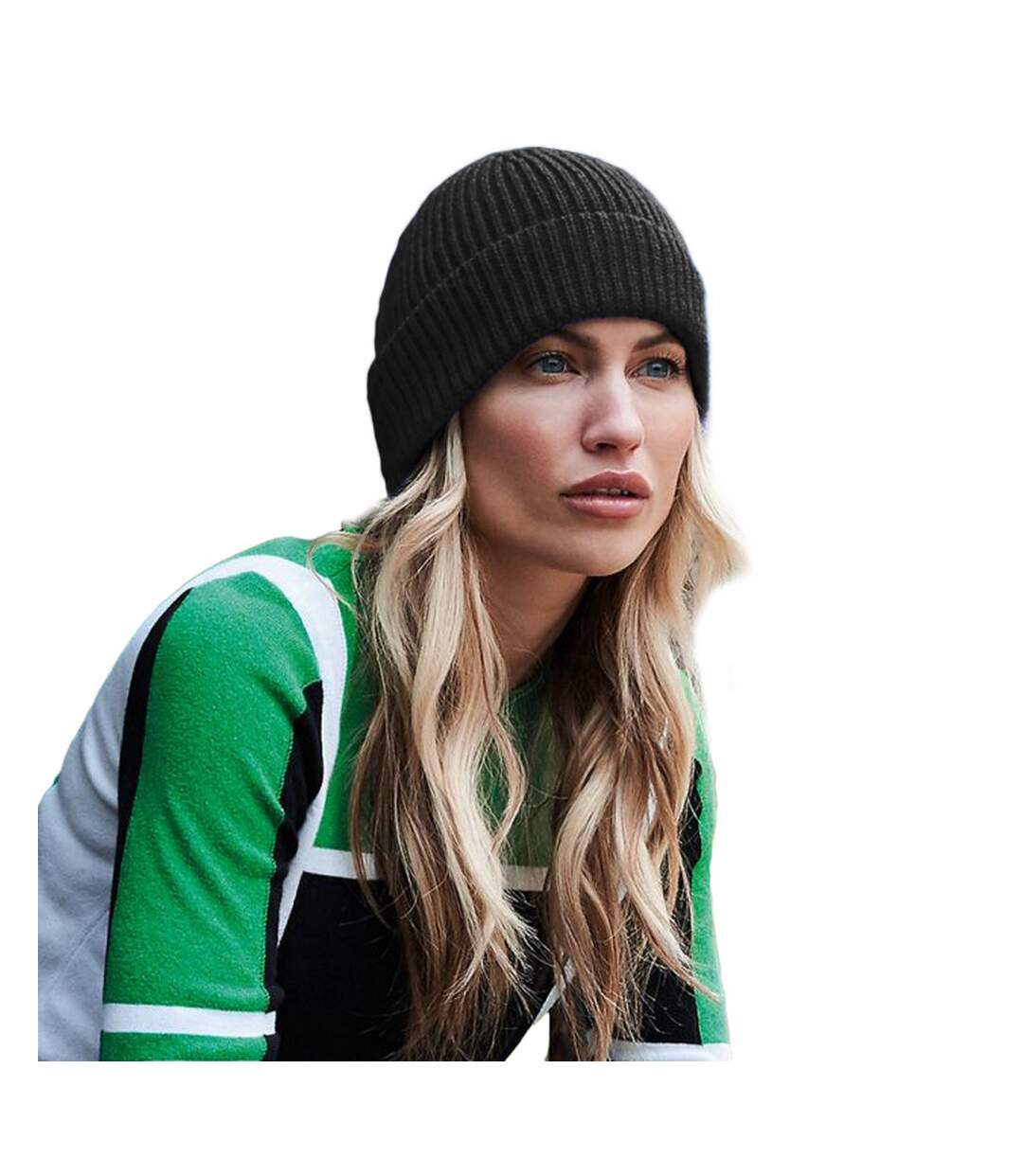 Beechfield Engineered Knit Ribbed Beanie (Black) - UTPC3939-2