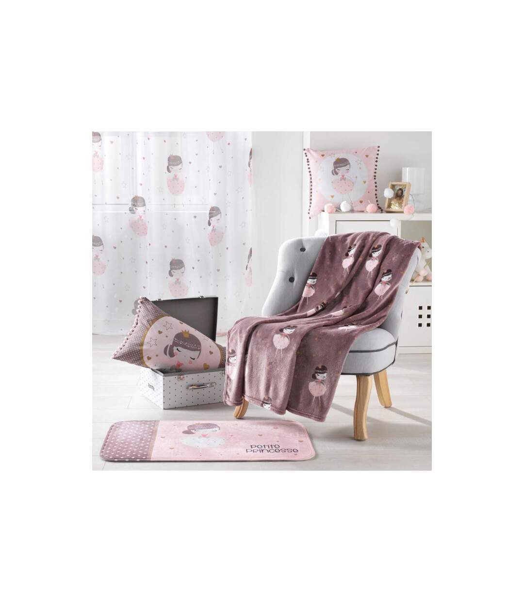 Tapis Enfant Petite Princesse 45x75cm Rose-3