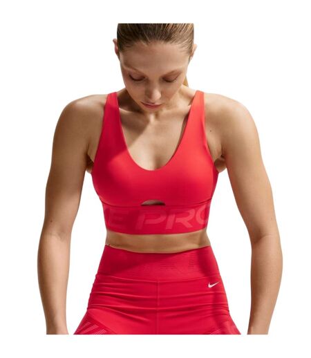 Womens/ladies Indy Plunge Sports Bra Crimson Red White Nike
