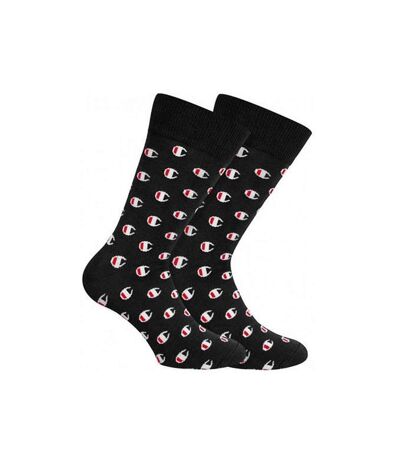 CHAMPION Lot de 2 paires de Chaussettes Homme Coton ALLOVER FASHION Noir