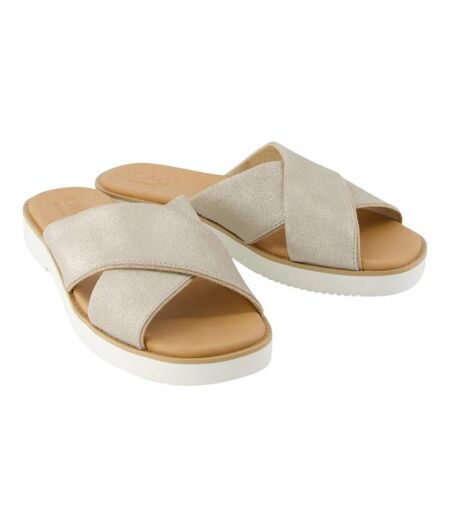 Womens/ladies Mae Crossover Vegan Sandals Champagne Toms