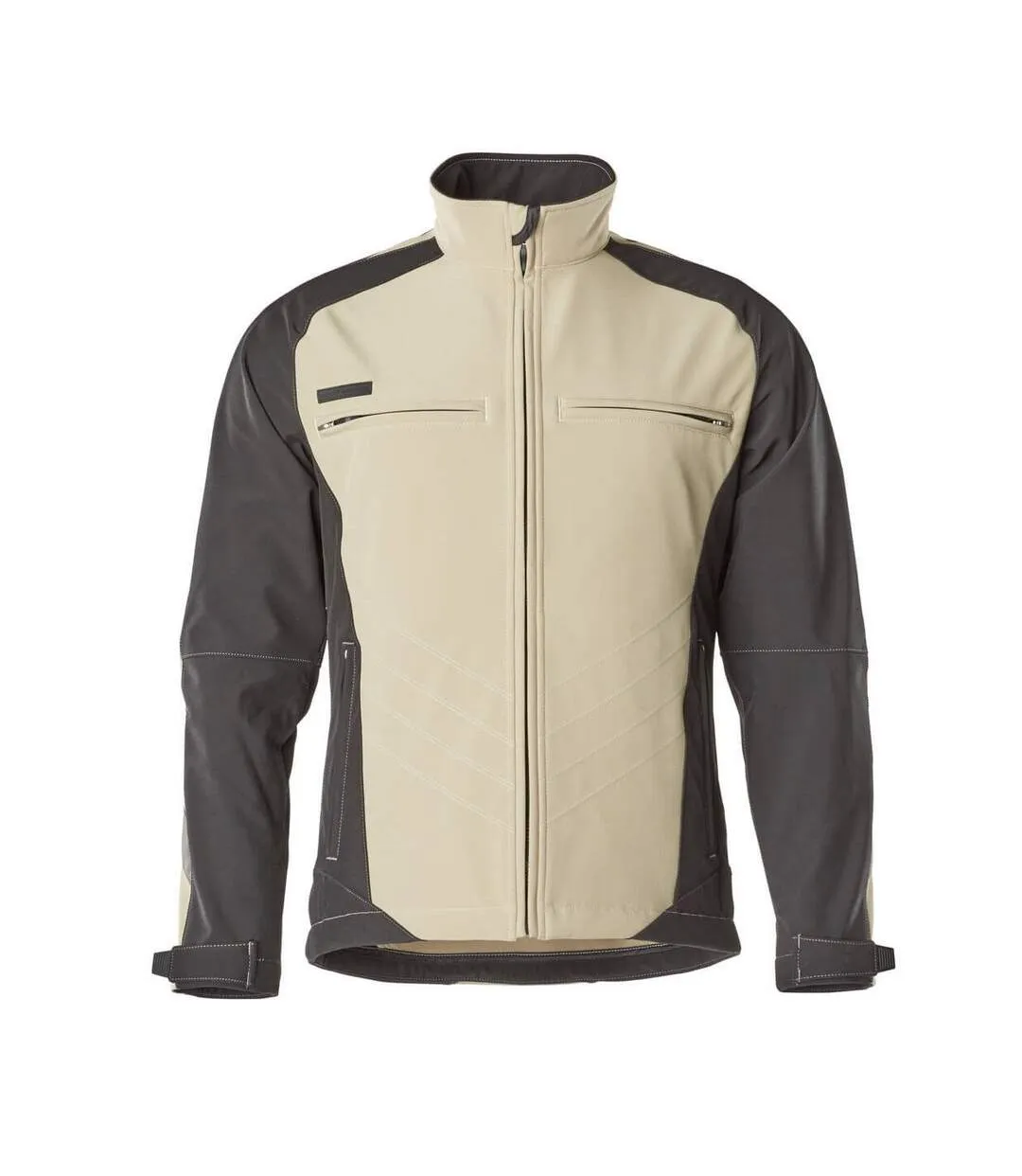 Mens Unique Dresden Soft Shell Jacket Light Khaki Black Mascot-1