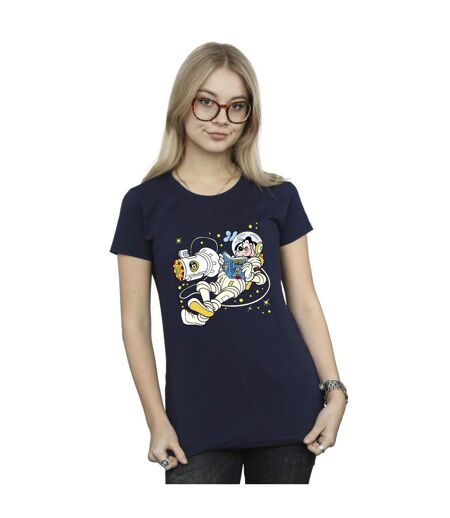 Disney T-shirt en coton Femme/Ladies Goofy Reading In Space (La lecture dans l'espace) (Bleu marine) - UTBI33615