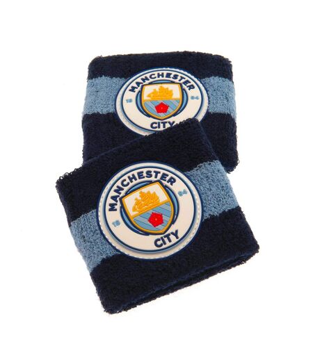 Manchester City FC Wristband (Pack of 2) (Dark Blue/Light Blue) (One Size)
