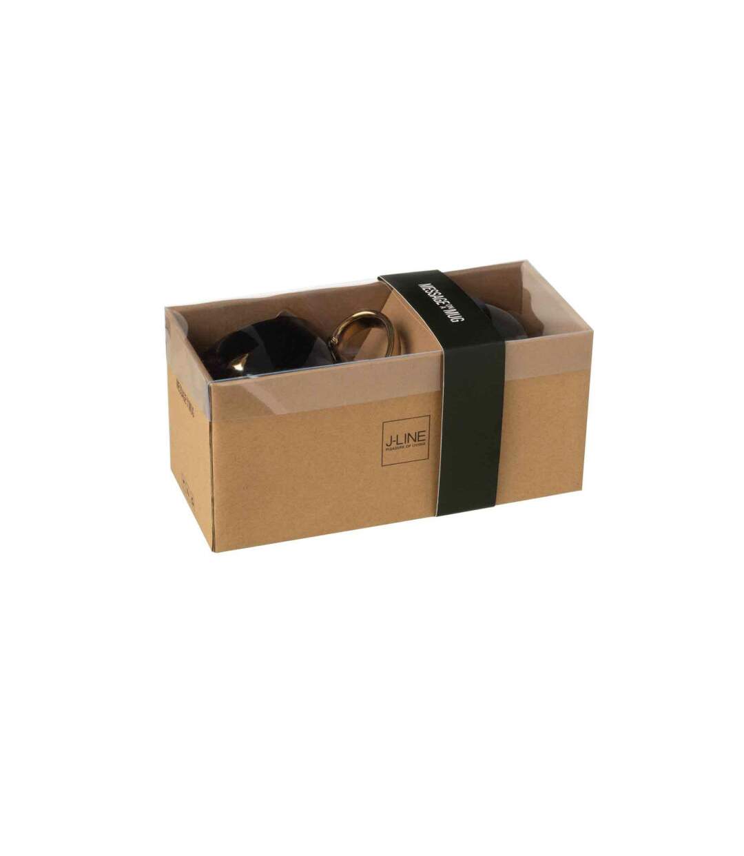Lot de 2 Mugs en Porcelaine Chat 400ml Noir & Or-2