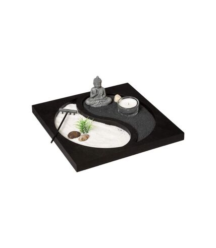 Jardin Zen Bouddha Ying Yang 23cm Noir