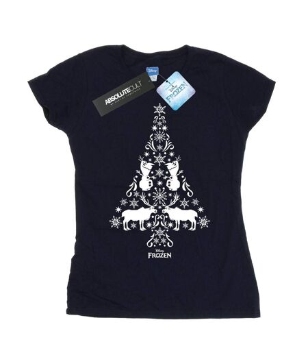 Disney Femme/Les femmes - T-shirt en coton avec arbre de Noël Frozen (Bleu marine) - UTBI21924