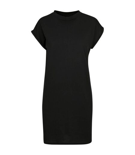 Womens/ladies Extended Shoulder Casual Dress Black Build Your Brand