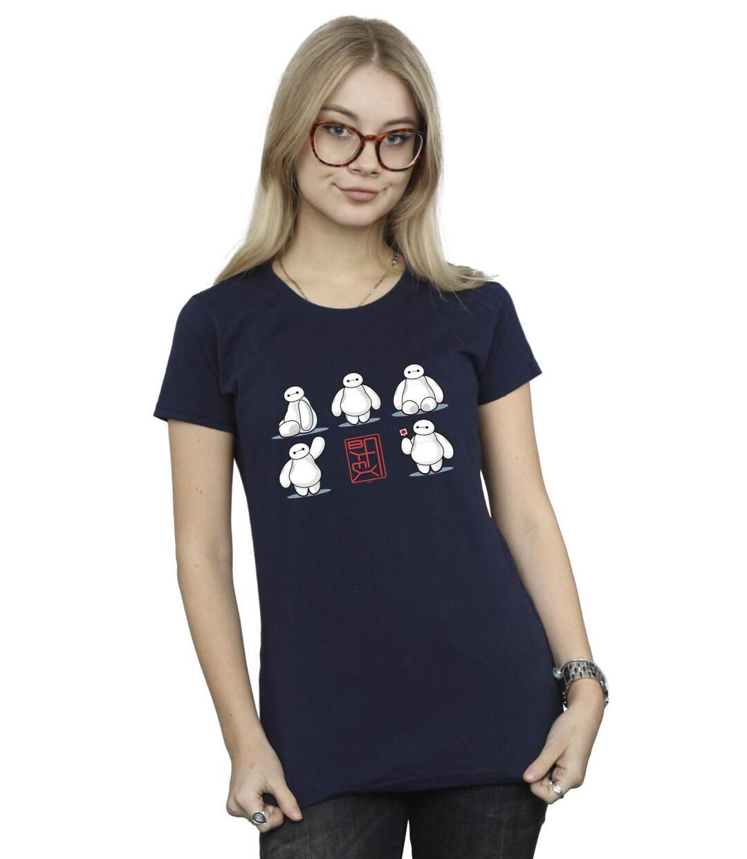 Disney - T-shirt BIG HERO BAYMAX MANY POSES - Femme (Bleu marine) - UTBI13209-2