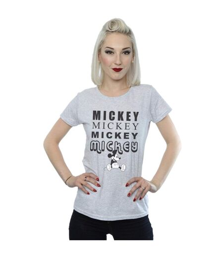 Disney T-shirt en coton Mickey Mouse assis - Femme/Femme (Gris sportif) - UTBI31198