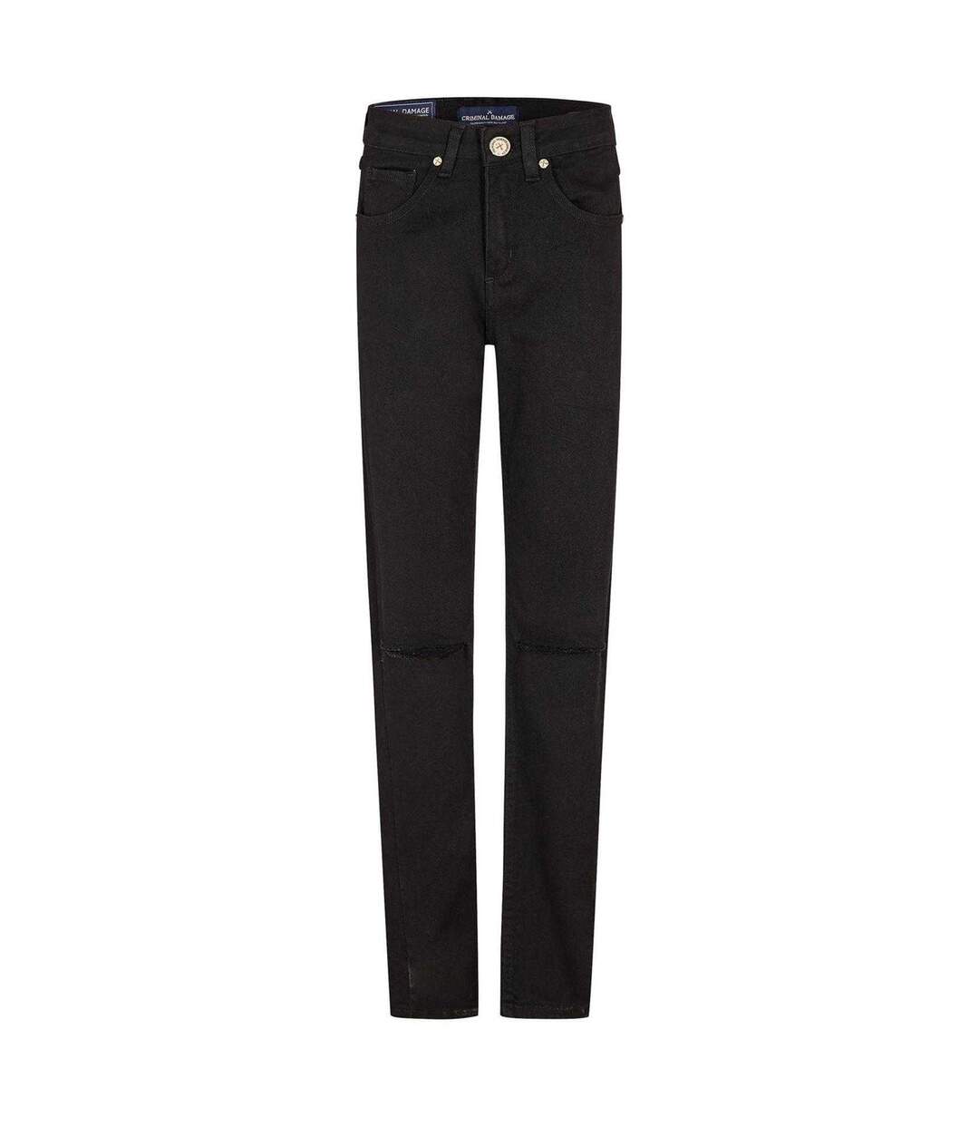 Mens Sos Ripped Skinny Jeans Black Criminal Damage-1