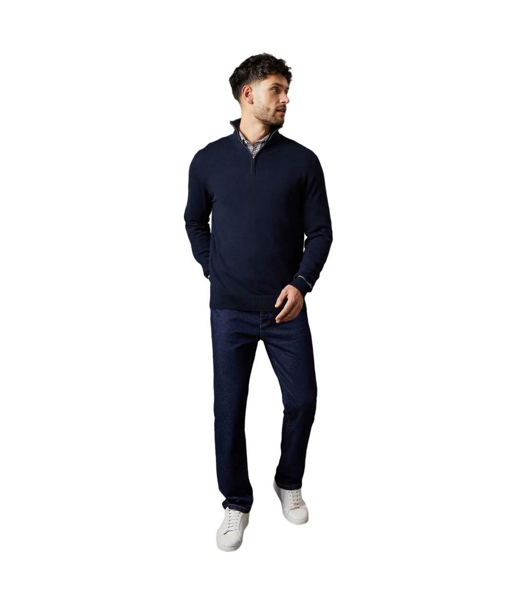 Mens cotton quarter zip jumper navy Burton-3