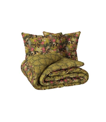 Parure de Lit 3 Pièces Jungle tropical Boudoir 240x220cm Kaki