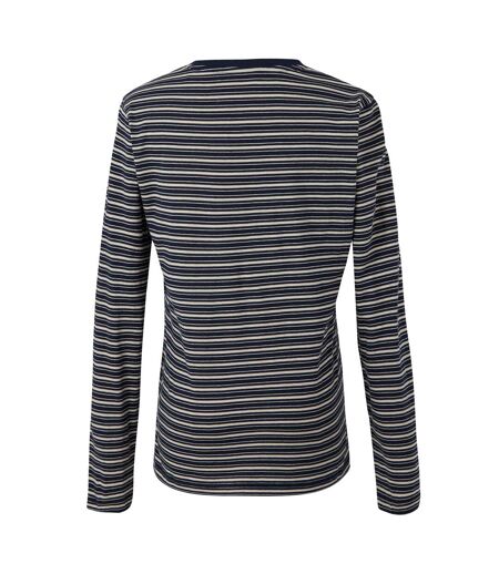 T-shirt Manches Longues Motif/style À Rayures Federica Femme Bleu Marine Vanille Clair Regatta