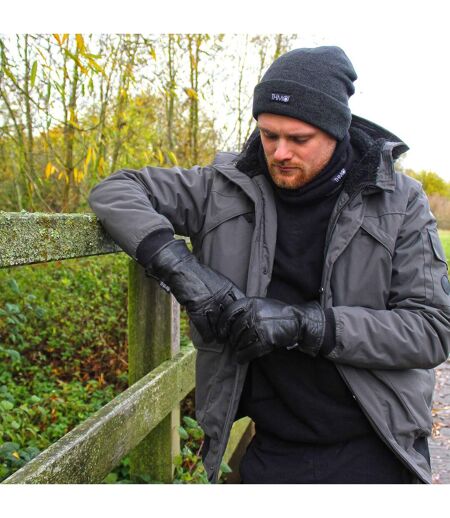 Homme Gants Cuir en Noir | THMO | Doublés Polaire Gants Thinsulate Chaudes