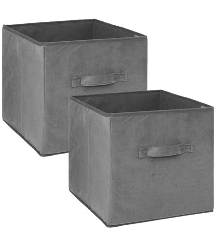 Lot de 2 cubes de rangement en tissu l.31 x h. 15 cm - Gris foncé chiné