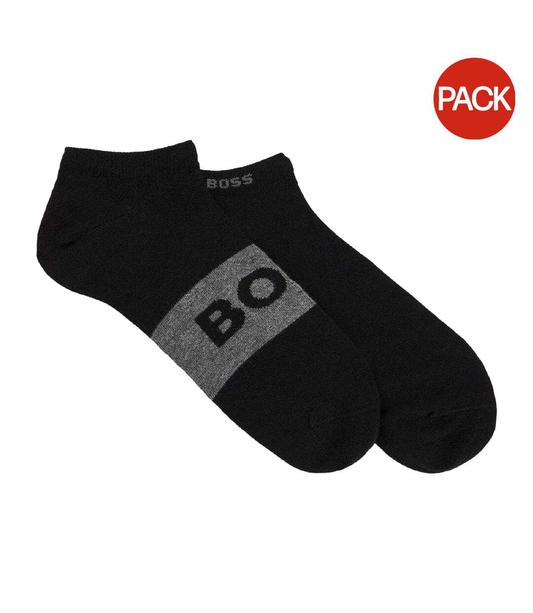 Lot De 2  Socquettes Motif/style Logo Adulte Noir Boss-1