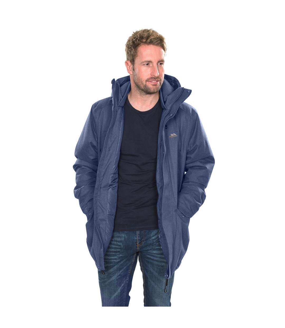 Mens Glover Waterproof Jacket Navy Marl Trespass-3