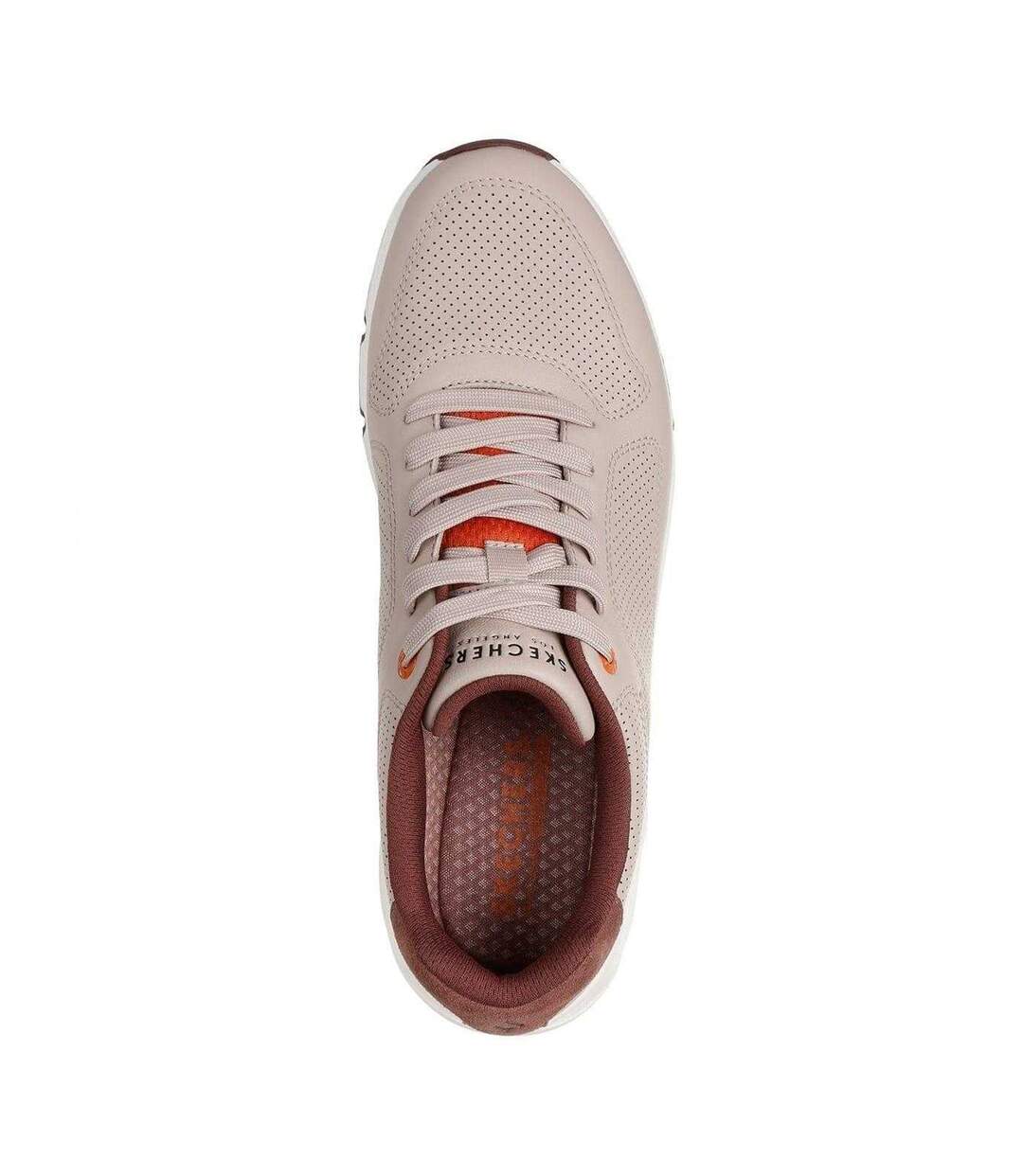 Mens Decorative Leather Air Cushioned Trainers Taupe Skechers-3