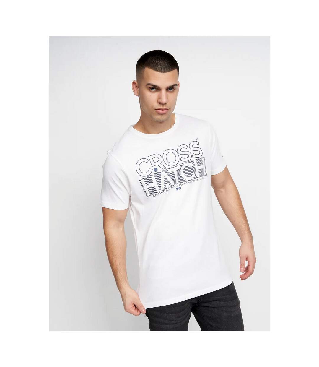 T-shirts raynen homme bleu marine / blanc Crosshatch-3