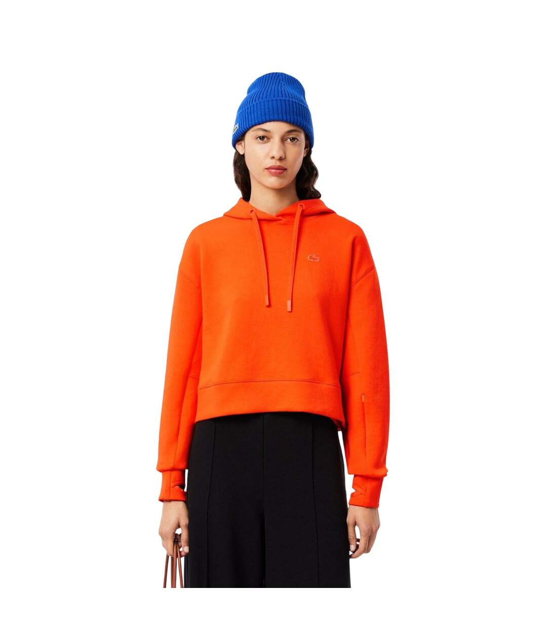 Sweat À Capuche Short Cut Femme Orange Lacoste-1