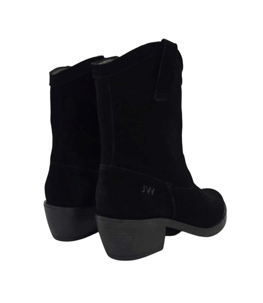 Womens/ladies Dalida Suede Block Heel Western Boots Black Jack Wills-2
