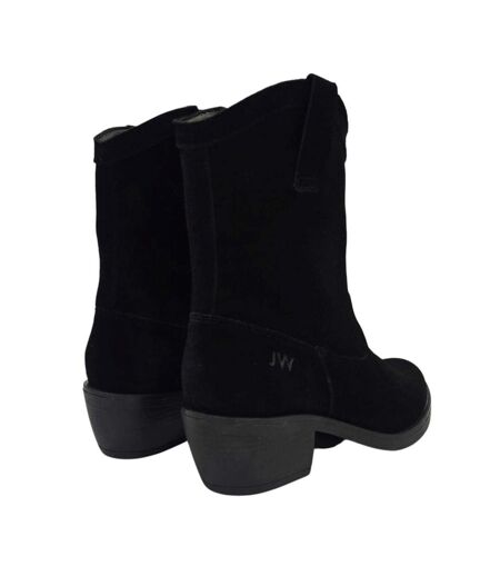 Womens/ladies Dalida Suede Block Heel Western Boots Black Jack Wills
