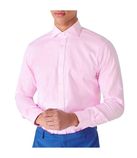 Mens Cotton Twill Long-sleeved Shirt Pink Haines And Bonner